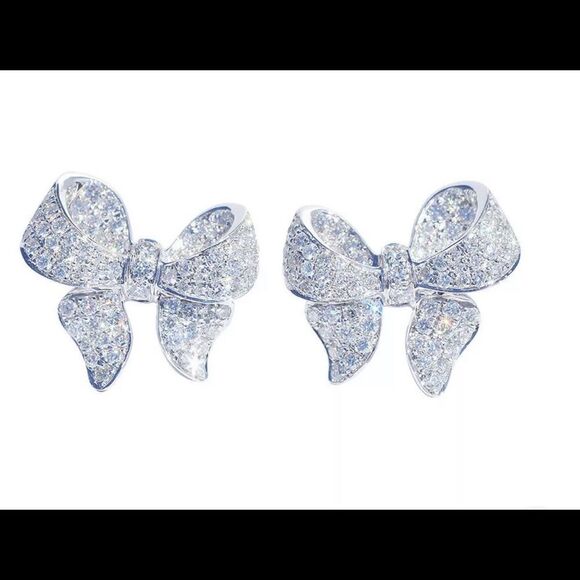 Sterling silver bow earrings - Picture 3 of 3